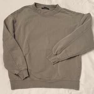Zara Women's Sage Green Crew Neck Sweatshirt
